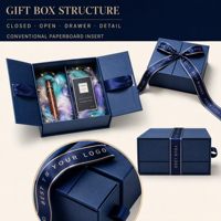 Boîte cadeau magnétique marine personnalisée avec logo, ruban et insert en plumes pour cadeaux de mariage, OEM, vente en gros, marque privée