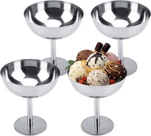 Bol à dessert/salade réutilisable en acier inoxydable, capacité 200 ml, couleur argent, luxe, fait main, logo personnalisé, pour fêtes - Product Image 1