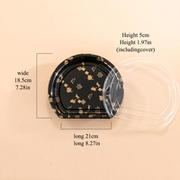KARYO 3103 Plateau à sushi en plastique jetable de forme semi-circulaire Boîte à lunch à emporter Récipient pour aliments avec couvercle