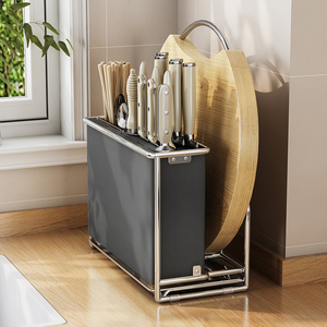 家庭用ナイフラックキッチン収納乾燥カトラリーホルダー2024新品デスクトップ壁掛けメタルブラック多機能オーガナイザー - Product Image 4