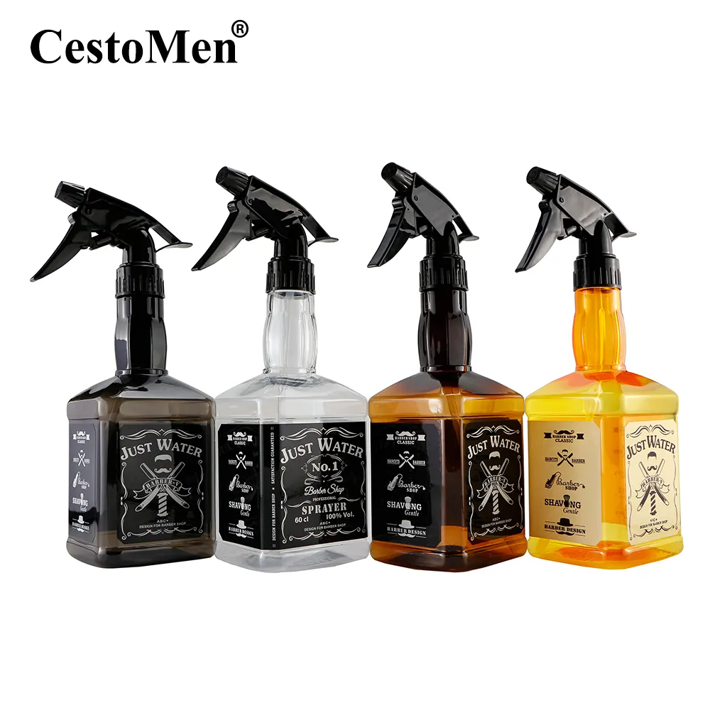 CestoMen 600ML PET Mens Barber Spray Flaschen Individuelles Logo Spray Salon Wasser Flasche Friseur Einstellbare Mist Spray Flasche