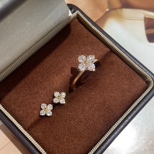 Aazuo Real Lab Grown Diamonds Jewelry E VS1 18K Solid Yellow Gold Mini Flower Stud Earring Gift For Women&<b>Kids</b> Everyday Wear - Product Image 2