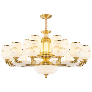 Chinese Style Jade Chandelier Multi Head Led <b>Light</b> For Living Room Home Decor Elegant Zen Copper Finish <b>Ceiling</b> Lamp - Product Image 2