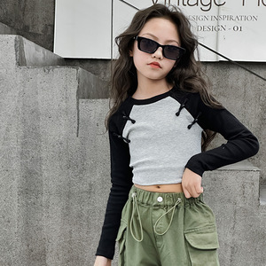 Ensemble Printemps 2026 pour Grande <span class=keywords><strong>Fille</strong></span> : Chemise à Manches Longues Patchwork + <span class=keywords><strong>Pantalon</strong></span> <span class=keywords><strong>Cargo</strong></span> Décontracté à Jambes Larges - Product Image 3