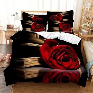 Parure de lit 3 pièces en polyester biologique imprimée en 3D, prête à être expédiée pour usage domestique - Drap, taie d'oreiller et housse de couette inspirés du mariage - Product Image 2