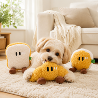 Mainan Anjing Boneka Plush Lucu Bentuk Croissant Toast, Super Lembut, Bisa Digigit, Berbunyi, Interaktif, Pereda Stres, Grosir