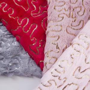 DDP Muestra gratis Textiles Mejor diseño Reversible Lentejuelas doradas Rojo/Rosa/Gris Tela de terciopelo al por mayor - Product Image 2