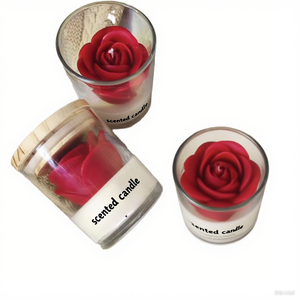 LA03H Juego de Regalo de Velas Aromáticas de Lujo Personalizadas al por Mayor, Vela Transparente en Florero de Vidrio, Velas Perfumadas con Aroma a Rosa - Product Image 2