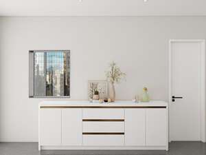 Meuble de cuisine moderne style européen, finition laquée brillante, construction en contreplaqué, crédence imperméable pour appartement - Product Image 3