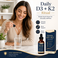 Vitamina D3 K2 Líquida Premium 125mcg Colecalciferol con Vitamina K2 MK-7 100mcg para Apoyo Cardiovascular y de la Salud del Corazón, a Granel