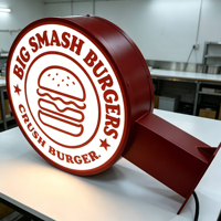 Boîte à lumière LED ronde personnalisée, double face, murale, avec logo lumineux pour affichage en extérieur, idéale pour les restaurants et les devantures de magasins