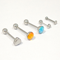Anting-anting titanium ASTM F136 dengan zircon opal berpotongan Asscher, ulir dalam, model labret stud, cocok untuk tindik hidung, telinga, gaya punk, dan pernikahan.