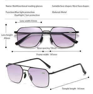<span class=keywords><strong>Gafas</strong></span> de lectura bifocales delgadas para <span class=keywords><strong>hombre</strong></span>, <span class=keywords><strong>gafas</strong></span> de sol de doble puente a la moda + 100 + 400 lentes, <span class=keywords><strong>gafas</strong></span> antideslumbrantes para hipermetropía para lejos - Product Image 4