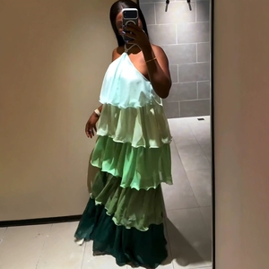 Vestido Largo <span class=keywords><strong>Elegante</strong></span> J3405 <span class=keywords><strong>para</strong></span> <span class=keywords><strong>Mujer</strong></span>, Estilo Halter con Parches de Color, Sin Mangas, Vestido Maxi de Varias Capas <span class=keywords><strong>para</strong></span> Fiesta - Product Image 2