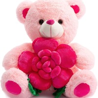 Nouveau design 100% recycler la farce en peluche rose blanc étreignant Rose fleur doux ours en peluche pour cadeau de saint valentin