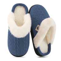 Pantoufles d'intérieur chaudes en tricot torsadé pour femmes, doublure polaire confortable, mousse à mémoire de forme antidérapante, vente en gros d'usine, logo personnalisé OEM