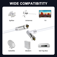 Connecteur de câble coaxial RG6 pour antenne TV HDTV, adaptateur BNC type F, double blindage, numérique, faible perte, haute vitesse, 1080P, cordon A/V en PVC