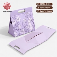 Boîte d'emballage haut de gamme écologique et recyclable Baoren avec poignée magnétique pliable, logo personnalisé, pliable, violet et blanc