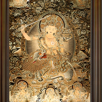 Toile Thangka tibétaine encadrée avec impression numérique pour décoration murale Bouddha, idéale pour salon, bureau, entrée