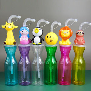 M32 Wegwerp Plastic Slush Yard Lange Cups 500Ml Pet Cartoon Plastic Drinkbeker Met Stro - Product Image 2
