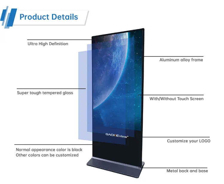 Quiosque inteligente vertical LCD para publicidade, máquina de publicidade digital, quiosque digital de sinalização digital, Totem