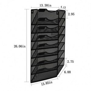 Best Home & Office <b>Wall</b>-Mounted 8-Section Metal Mesh Magazine & Document File Organizer Hanging File Rack <b>Desk</b> Organizer - Product Image 3