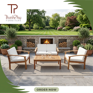 Outdoor Contemporary Acacia Wood Eco-friendly Leisure One Seat Indoor/Outdoor Garden Sofa Set Made Vietnam Thinh Phu IRIS for - Product Image 4