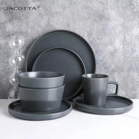 Service de table en porcelaine de luxe, vaisselle en céramique noire, 58 pièces, vaisselle occidentale