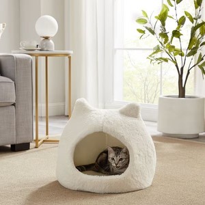 <span class=keywords><strong>Lit</strong></span> de chat et de chien couvert de <span class=keywords><strong>cabane</strong></span>, gris, standard, petits textiles doux, support confortable pour Petsr et <span class=keywords><strong>lit</strong></span> de chat en peluche, blanc - Product Image 1