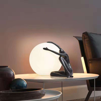 Lampe de bureau humanoïde moderne nordique simple, source de lumière LED, fonction de protection des yeux, pour hôtel, café, salon, décoration, corps en résine, alimentation DC