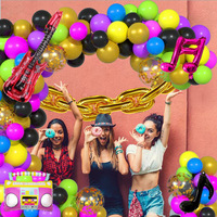 Décorations de fête sur le thème des années 90 et des années 80, boule disco rétro gonflable, décorations de scène, ballons décorés, fournitures de fête arc-en-ciel