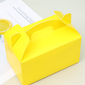 Caja rectangular amarilla para hornear con asa, ecológica, para postres y pasteles, ideal para fiestas de cumpleaños. - Product Image 1