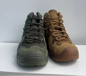 DF LW TSB07 Sage Green Cow Leather Heavy Duty Khaki Color Muti Terrains AK <b>Hiking</b> <b>Boots</b> Low Middle High Tactical <b>Boots</b> - Product Image 2