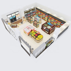 Sistema di scaffali in acciaio inossidabile espositori in legno per negozio scaffale per frutta e verdura in legno a doppia faccia per supermercato - Product Image 5