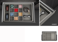 Nisko Armoire Accessoires Rangement Cosmétique Applicateur Boîte avec Lumière LED Soft-Close Gris Couleur Cuir Panier Meubles