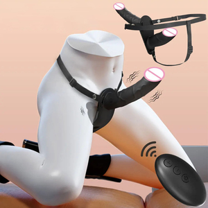 Tragbarer Elektrischer Doppelkopf-Strapon-<span class=keywords><strong>Vibrator</strong></span> mit Künstlichem Penis für Lesben, Vibrations-Sexspielzeug, Strap-On-Gürtel-Dildos für Frauen - Product Image 1