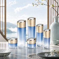 Ensemble de flacons cosmétiques en verre de qualité supérieure avec pompe, 120 ml, 100 ml, 50 ml, 30 g, emballage rhomboïde pour produits de soin de la peau, sérum, crème, avec logo