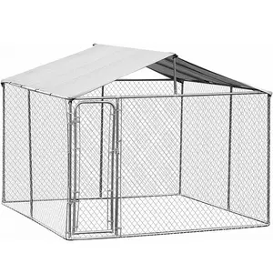 China Leverancier 10*10*6 Huisdier Kooi Groothandel Grote Outdoor Puppy Kinderbox Hek Ketting Link Mesh Hondenkennel huis En Run