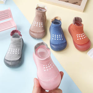 Vente Directe Usine Printemps Chaussons Chaussettes Anti-Dérapantes en Caoutchouc Tricotées en Coton pour Bébé Fille Garçon Premiers Pas - Product Image 1