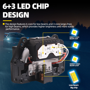 Sanvi LK83 Three Direct 3-inch LED Car Headlight 80W Bi LED H4 Lens 12V 6500K 14330lm New Universal Fitment - Product Image 5