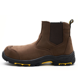 L609-Hot che vendono <span class=keywords><strong>stivali</strong></span> da lavoro Chelsea in pelle Nubuck marrone antiscivolo, suola in <span class=keywords><strong>gomma</strong></span> e <span class=keywords><strong>gomma</strong></span> <span class=keywords><strong>stivali</strong></span> di sicurezza da lavoro senza pizzo - Product Image 3