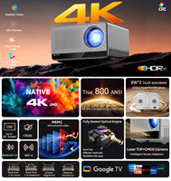 Projecteur LCD LED U1 Natif 4K 8000 Lumens Entièrement Scellé Anti-Poussière Android GTV avec Auto Focus, Correction Trapézoïdale Automatique, WiFi6 pour Domicile et Entreprise