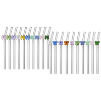 Pailles en verre borosilicate multicolores, transparentes, courbées, faites à la main, réutilisables pour bar