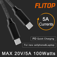 Vente flash - Câble de charge rapide double USB-C 100W 5A avec Emarker, personnalisation, qualité supérieure, tressage en nylon, câble USB type C pour macbook