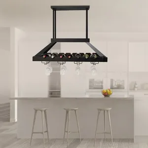 Crémaillère à vin murale JH-Mech, réglable, en métal noir industriel, crémaillère à verres à vin <span class=keywords><strong>suspendue</strong></span>, décoration murale pour bars - Product Image 2