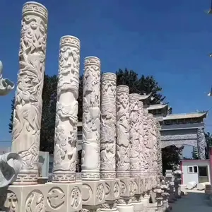 Fabriek Hand Gesneden Romeinse Marmeren Kolom Huis Dragon Gate Pijler Ontwerp