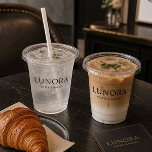 Vaso Desechable de PET con Logotipo Personalizado de 12oz 14oz 16oz 18oz 20oz 24oz para Matcha Latte, Café Helado, con Tapas - Product Image 1
