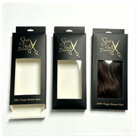 Caja de Embalaje de Cartón con Logotipo Personalizado y Colorido, Caja de Embalaje para Extensiones de Cabello con Ventanas de PVC