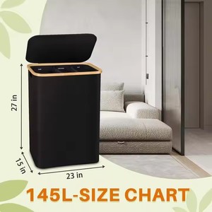Custom Collapsible Bamboo Laundry Basket Cotton Foldable Dirty <strong>Hamper</strong> with Lid and 3 Removable Bags Handle for <strong>Family</strong> - Product Image 2