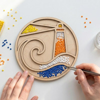 Kit de base DIY pour la fabrication de sous-verres en mosaïque de verre et de perles de rocaille sur base en bois, pour l'artisanat de mosaïque, les cadeaux faits main et la décoration intérieure